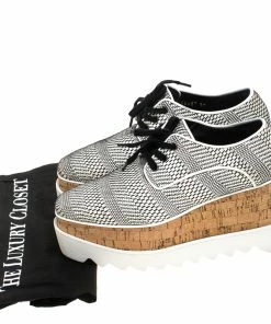 New 🌟 Stella McCartney Black/White Faux Leather Elyse Platform Derby Size 35 For 👩 Women ✨ -Stella McCartney Shop luxury women stella mccartney used shoes p245967 001