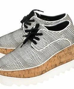 New 🌟 Stella McCartney Black/White Faux Leather Elyse Platform Derby Size 35 For 👩 Women ✨ -Stella McCartney Shop luxury women stella mccartney used shoes p245967 002