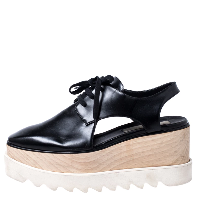 Best Pirce 💯 Stella McCartney Black Faux Leather Elyse Cutout Platform Derby Size 36.5 For 👩 Women 🎉 4 Best Pirce 💯 Stella McCartney Black Faux Leather Elyse Cutout Platform Derby Size 36.5 For 👩 Women 🎉 - Image 2