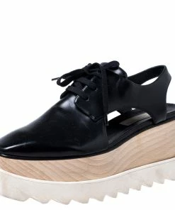 Best Pirce ๐ฏ Stella McCartney Black Faux Leather Elyse Cutout Platform Derby Size 36.5 For ๐ฉ Women ๐