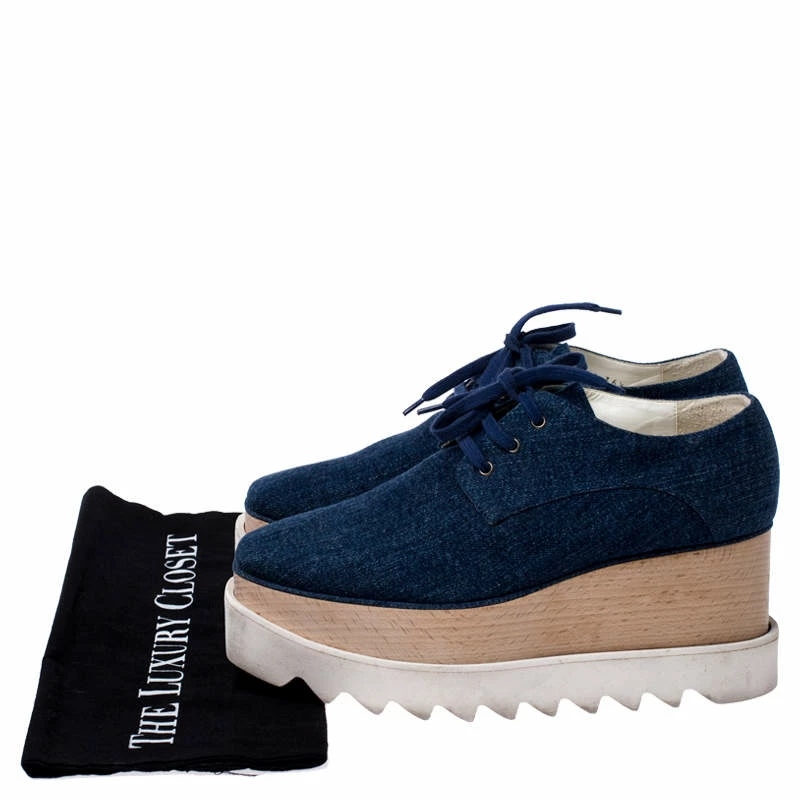 Best Pirce ❤️ Stella McCartney Blue Denim Fabric Elyse Platform Derby Size 36.5 For 👩 Women 😀 10 Best Pirce ❤️ Stella McCartney Blue Denim Fabric Elyse Platform Derby Size 36.5 For 👩 Women 😀 - Image 8