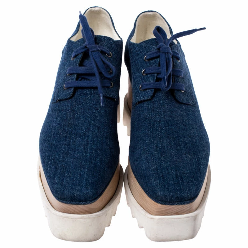 Best Pirce ❤️ Stella McCartney Blue Denim Fabric Elyse Platform Derby Size 36.5 For 👩 Women 😀 5 Best Pirce ❤️ Stella McCartney Blue Denim Fabric Elyse Platform Derby Size 36.5 For 👩 Women 😀 - Image 3