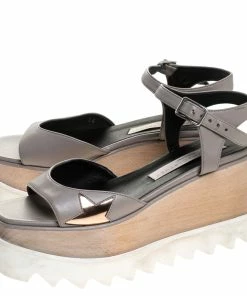 Top 10 🥰 Stella McCartney Grey Faux Leather Creeper Platform Ankle Strap 🩴 Sandals Size 35 For 👩 Women 🎁 -Stella McCartney Shop luxury women stella mccartney used shoes p246812 003