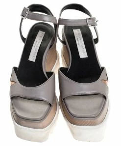 Top 10 🥰 Stella McCartney Grey Faux Leather Creeper Platform Ankle Strap 🩴 Sandals Size 35 For 👩 Women 🎁 -Stella McCartney Shop luxury women stella mccartney used shoes p246812 004