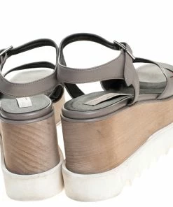 Top 10 🥰 Stella McCartney Grey Faux Leather Creeper Platform Ankle Strap 🩴 Sandals Size 35 For 👩 Women 🎁 -Stella McCartney Shop luxury women stella mccartney used shoes p246812 005