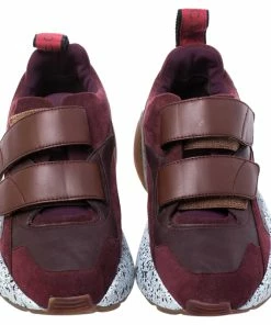 Best Sale 🤩 Stella McCartney Burgundy Fabric And Faux Suede Eclypse Lace Up 👟 Sneakers Size 39 For 👩 Women 😉 -Stella McCartney Shop luxury women stella mccartney used shoes p248029 002