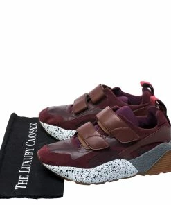 Best Sale 🤩 Stella McCartney Burgundy Fabric And Faux Suede Eclypse Lace Up 👟 Sneakers Size 39 For 👩 Women 😉 -Stella McCartney Shop luxury women stella mccartney used shoes p248029 007