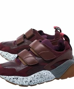 Best Sale 🤩 Stella McCartney Burgundy Fabric And Faux Suede Eclypse Lace Up 👟 Sneakers Size 39 For 👩 Women 😉 -Stella McCartney Shop luxury women stella mccartney used shoes p248029 008