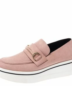 Outlet 😍 Stella McCartney Blush Pink Faux Suede Platform Loafers Size 38 For 👩 Women ⭐