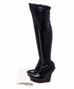 Cheap 🧨 Stella McCartney Black Faux Leather Platform Over The Knee 🥾 Boots Size 39 For 👩 Women ⌛ -Stella McCartney Shop luxury women stella mccartney used shoes p249964 001