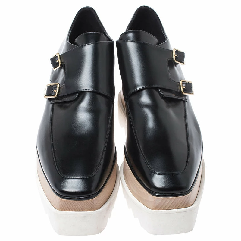 Outlet 🛒 Stella McCartney Black Faux Leather Elyse Buckle Platform Derby 👟 Sneakers Size 40 For 👩 Women 🤩 5 Outlet 🛒 Stella McCartney Black Faux Leather Elyse Buckle Platform Derby 👟 Sneakers Size 40 For 👩 Women 🤩 - Image 3