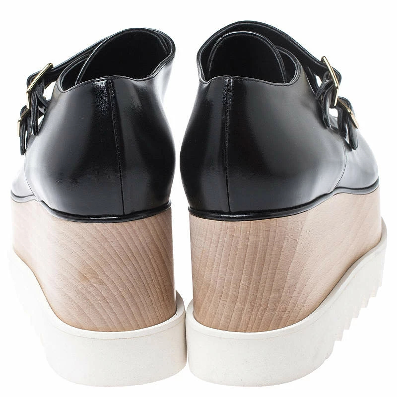 Outlet 🛒 Stella McCartney Black Faux Leather Elyse Buckle Platform Derby 👟 Sneakers Size 40 For 👩 Women 🤩 7 Outlet 🛒 Stella McCartney Black Faux Leather Elyse Buckle Platform Derby 👟 Sneakers Size 40 For 👩 Women 🤩 - Image 5