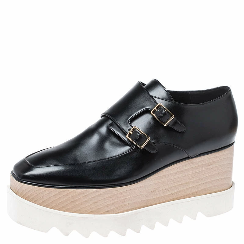 Outlet 🛒 Stella McCartney Black Faux Leather Elyse Buckle Platform Derby 👟 Sneakers Size 40 For 👩 Women 🤩 3 Outlet 🛒 Stella McCartney Black Faux Leather Elyse Buckle Platform Derby 👟 Sneakers Size 40 For 👩 Women 🤩