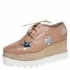 Best Sale ⭐ Stella McCartney Beige/Silver Faux Leather Elyse Star Platform Lace Up Derby Size 36.5 For 👩 Women 🔥 -Stella McCartney Shop luxury women stella mccartney used shoes p251223 006