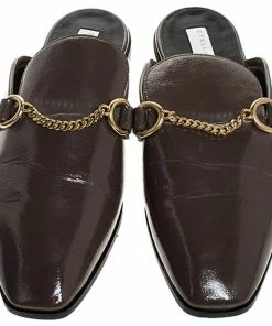 Top 10 🔔 Stella McCartney Dark Beige Faux Leather Chain Slide Mules Size 38 For 👩 Women 🌟 -Stella McCartney Shop luxury women stella mccartney used shoes p254748 001