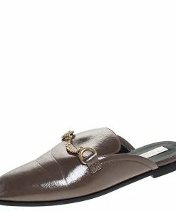 Top 10 🔔 Stella McCartney Dark Beige Faux Leather Chain Slide Mules Size 38 For 👩 Women 🌟