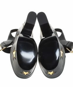 Best Pirce ✨ Stella McCartney Black Faux Leather Buckle Block Heel Star Platform 🩴 Sandals Size 37 For 👩 Women 👏 -Stella McCartney Shop luxury women stella mccartney used shoes p258685 001