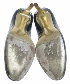 Wholesale ⭐ Stella McCartney Blue Croc Embossed Faux Leather Pumps Size 38 For 👩 Women ⌛ -Stella McCartney Shop luxury women stella mccartney used shoes p259380 001