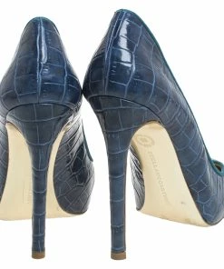 Wholesale ⭐ Stella McCartney Blue Croc Embossed Faux Leather Pumps Size 38 For 👩 Women ⌛ -Stella McCartney Shop luxury women stella mccartney used shoes p259380 002