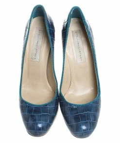 Wholesale ⭐ Stella McCartney Blue Croc Embossed Faux Leather Pumps Size 38 For 👩 Women ⌛ -Stella McCartney Shop luxury women stella mccartney used shoes p259380 003