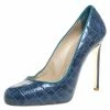 Wholesale ⭐ Stella McCartney Blue Croc Embossed Faux Leather Pumps Size 38 For 👩 Women ⌛ -Stella McCartney Shop luxury women stella mccartney used shoes p259380 006