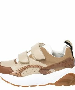 Buy ⌛ Stella McCartney Beige/Brown Fabric And Faux Leather Eclypse Velcro 👟 Sneakers Size 40 For 👩 Women 👍 -Stella McCartney Shop luxury women stella mccartney used shoes p261182 003