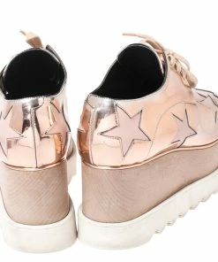 New ❤️ Stella McCartney Metallic Rose Gold Faux Leather Elyse Star Platform Lace Up Derby Size 36 For 👩 Women 🤩 -Stella McCartney Shop luxury women stella mccartney used shoes p261297 003