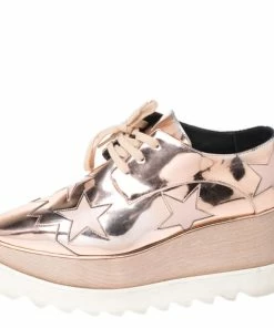 New ❤️ Stella McCartney Metallic Rose Gold Faux Leather Elyse Star Platform Lace Up Derby Size 36 For 👩 Women 🤩 -Stella McCartney Shop luxury women stella mccartney used shoes p261297 005