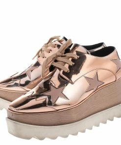 New ❤️ Stella McCartney Metallic Rose Gold Faux Leather Elyse Star Platform Lace Up Derby Size 36 For 👩 Women 🤩 -Stella McCartney Shop luxury women stella mccartney used shoes p261297 007