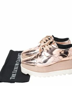 New ❤️ Stella McCartney Metallic Rose Gold Faux Leather Elyse Star Platform Lace Up Derby Size 36 For 👩 Women 🤩 -Stella McCartney Shop luxury women stella mccartney used shoes p261297 008