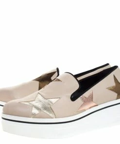 Buy ⌛ Stella McCartney Beige Faux Leather Binx Star Platform Slip On 👟 Sneakers Size 41 For 👩 Women ✔️ -Stella McCartney Shop luxury women stella mccartney used shoes p262693 007