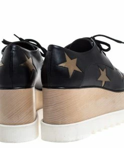 Flash Sale 🌟 Stella McCartney Black Faux Leather Elyse Star Platform Derby Size 40.5 For 👩 Women 🥰 -Stella McCartney Shop luxury women stella mccartney used shoes p262767 002