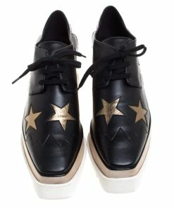 Flash Sale 🌟 Stella McCartney Black Faux Leather Elyse Star Platform Derby Size 40.5 For 👩 Women 🥰 -Stella McCartney Shop luxury women stella mccartney used shoes p262767 003