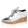 Deals ⭐ Stella McCartney Metallic Silver Faux Leather Elyse Star Platform Derby Size 40 For 👩 Women 🔔 -Stella McCartney Shop luxury women stella mccartney used shoes p265768 005
