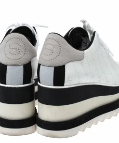 Best deal 🛒 Stella McCartney White Perforated Logo Faux Leather Elyse Platform 👟 Sneakers Size 37.5 For 👩 Women 👏 -Stella McCartney Shop luxury women stella mccartney used shoes p267094 002