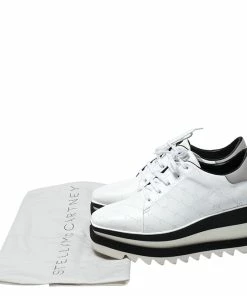 Best deal 🛒 Stella McCartney White Perforated Logo Faux Leather Elyse Platform 👟 Sneakers Size 37.5 For 👩 Women 👏 -Stella McCartney Shop luxury women stella mccartney used shoes p267094 006