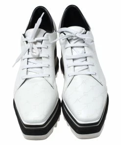 Best deal 🛒 Stella McCartney White Perforated Logo Faux Leather Elyse Platform 👟 Sneakers Size 37.5 For 👩 Women 👏 -Stella McCartney Shop luxury women stella mccartney used shoes p267094 007