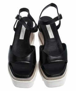 Brand new 😉 Stella McCartney Black Faux Leather Creeper Platform Ankle Strap 🩴 Sandals Size 36 For 👩 Women ⭐ -Stella McCartney Shop luxury women stella mccartney used shoes p268097 003