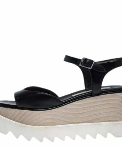 Brand new 😉 Stella McCartney Black Faux Leather Creeper Platform Ankle Strap 🩴 Sandals Size 36 For 👩 Women ⭐ -Stella McCartney Shop luxury women stella mccartney used shoes p268097 005