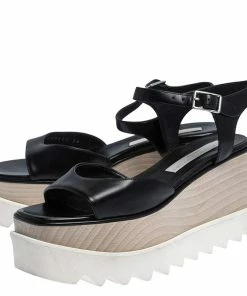 Brand new 😉 Stella McCartney Black Faux Leather Creeper Platform Ankle Strap 🩴 Sandals Size 36 For 👩 Women ⭐ -Stella McCartney Shop luxury women stella mccartney used shoes p268097 007