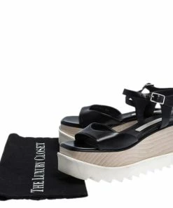 Brand new 😉 Stella McCartney Black Faux Leather Creeper Platform Ankle Strap 🩴 Sandals Size 36 For 👩 Women ⭐ -Stella McCartney Shop luxury women stella mccartney used shoes p268097 008