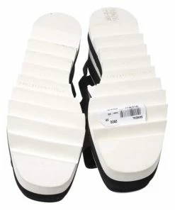 Cheapest 👍 Stella McCartney Black/White Fabric Sneak Elyse Platform 🩴 Sandals Size 35.5 For 👩 Women ✨ -Stella McCartney Shop luxury women stella mccartney used shoes p268109 005