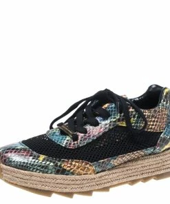 Best Sale 🔥 Stella McCartney Multicolor Python Effect Faux Leather And Mesh Espadrille 👟 Sneakers Size 38 For 👩 Women ⌛