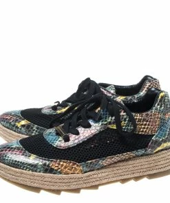 Best Sale 🔥 Stella McCartney Multicolor Python Effect Faux Leather And Mesh Espadrille 👟 Sneakers Size 38 For 👩 Women ⌛ -Stella McCartney Shop luxury women stella mccartney used shoes p268588 008