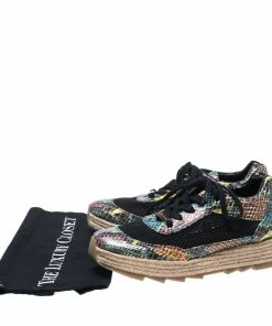 Best Sale 🔥 Stella McCartney Multicolor Python Effect Faux Leather And Mesh Espadrille 👟 Sneakers Size 38 For 👩 Women ⌛ -Stella McCartney Shop luxury women stella mccartney used shoes p268588 009