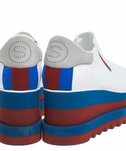 Flash Sale ⌛ Stella McCartney White Faux Leather Elyse Platform Slip On 👟 Sneakers Size 39 For 👩 Women 👍 -Stella McCartney Shop luxury women stella mccartney used shoes p272844 002