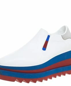 Flash Sale ⌛ Stella McCartney White Faux Leather Elyse Platform Slip On 👟 Sneakers Size 39 For 👩 Women 👍