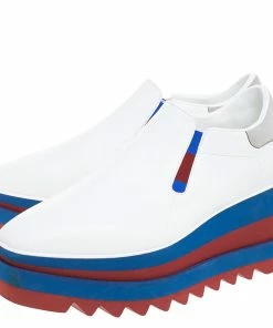 Flash Sale ⌛ Stella McCartney White Faux Leather Elyse Platform Slip On 👟 Sneakers Size 39 For 👩 Women 👍 -Stella McCartney Shop luxury women stella mccartney used shoes p272844 007