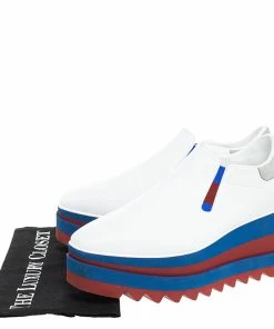 Flash Sale ⌛ Stella McCartney White Faux Leather Elyse Platform Slip On 👟 Sneakers Size 39 For 👩 Women 👍 -Stella McCartney Shop luxury women stella mccartney used shoes p272844 008