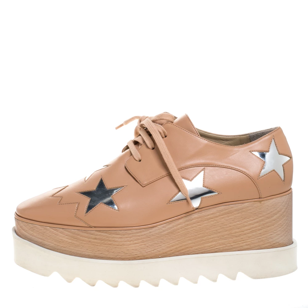 Cheap 🤩 Stella McCartney Camel/Silver Faux Leather Elyse Star Platform Derby Size 40 For 👩 Women 💯 4 Cheap 🤩 Stella McCartney Camel/Silver Faux Leather Elyse Star Platform Derby Size 40 For 👩 Women 💯 - Image 2